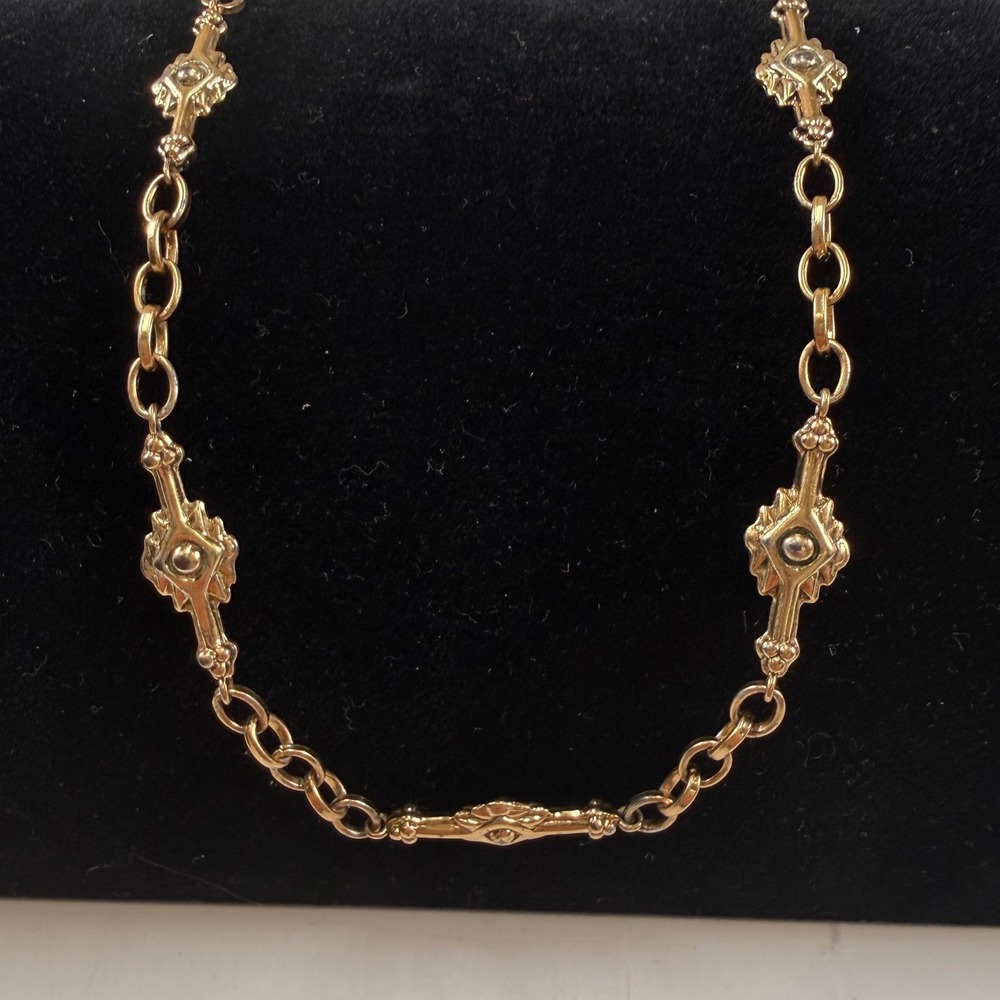 Kendra Scott Gold Tone Ornate Link Chain Necklace With Dust Bag
